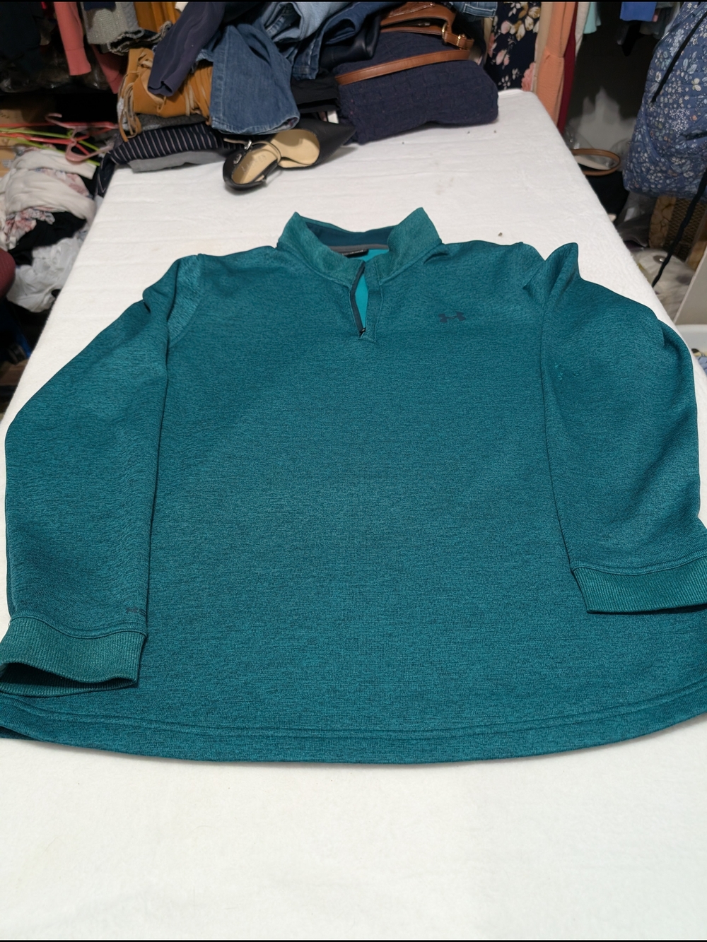 Under Armour Teal Green Heather Quarter-Zip Pullover Size XXL